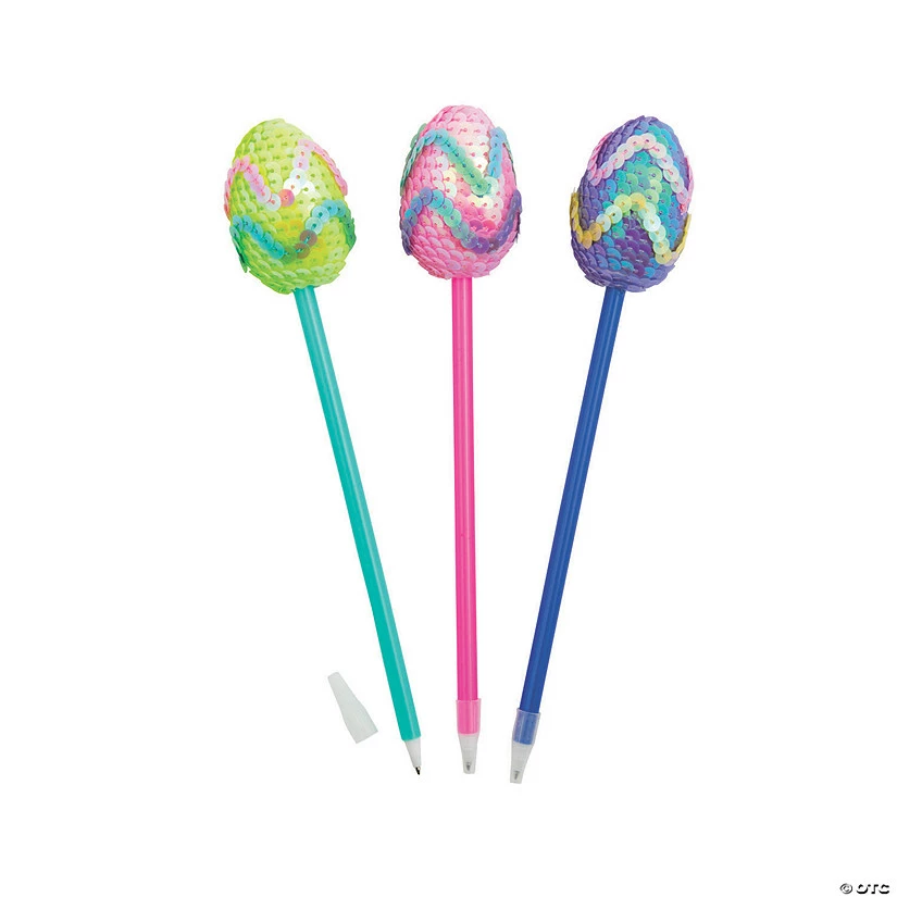 Outlet π Easter Fluffy Sequin Egg Pens - 12 Pc. π 3 Outlet π Easter Fluffy Sequin Egg Pens - 12 Pc. π