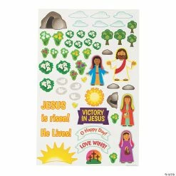 Cheapest 👏 He Lives Cross-Shaped Giant Sticker Scenes - 12 Pc. 😉 -Easter Teaching Supplies & Stationery Store he lives cross shaped giant sticker scenes 12 pc 13935721 a02