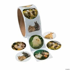 Promo 🔔 Realistic Easter Animal Sticker Roll - 100 Pc. 😀